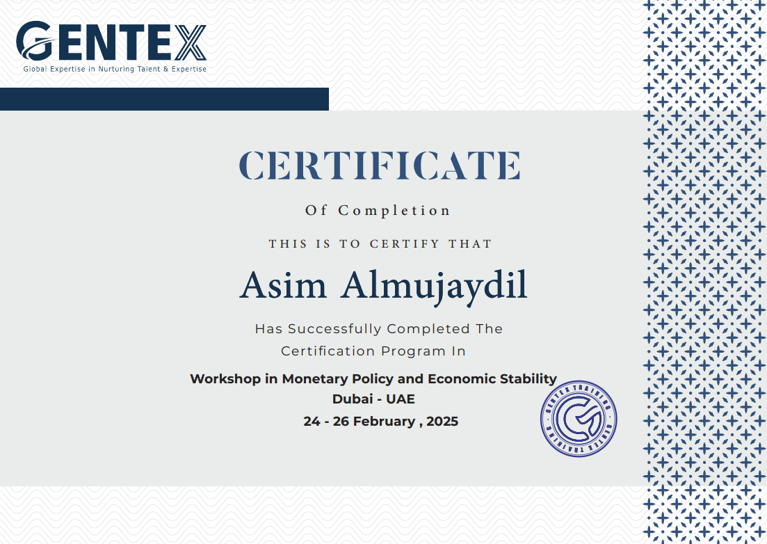 Certificate for certificate of completion serial no 01129664 asim almujaydil