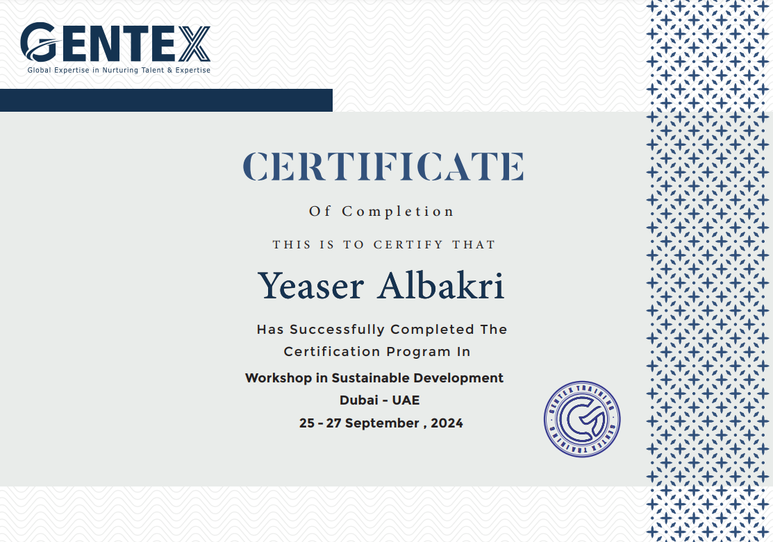 Certificate for certificate of completion serial no 01129666 yeaser albakri