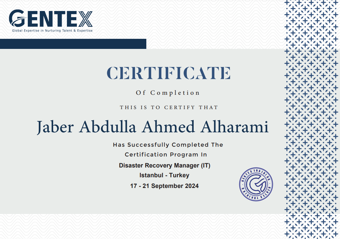 Certificate for certificate of completion serial no 01129744 jaber abdulla ahmed alharami