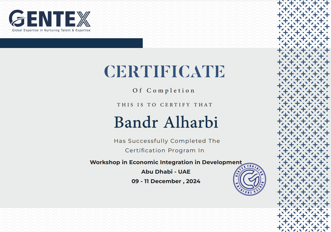 Certificate for certificate of completion serial no 01139663 bandr alharbi