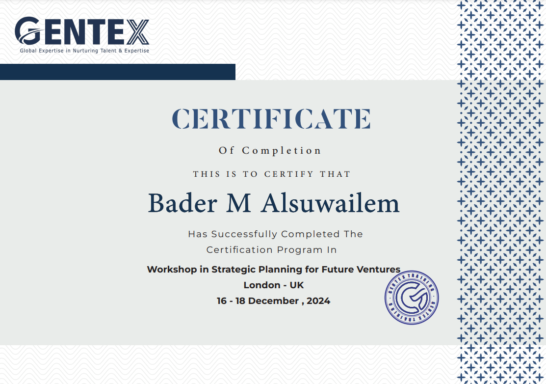Certificate for certificate of completion serial no 01139664 bader m alsuwailem