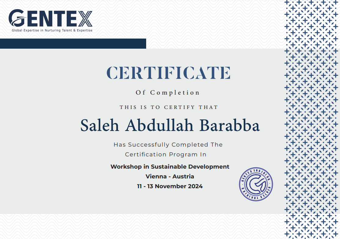Certificate for certificate of completion serial no 01139665 saleh abdullah barabba